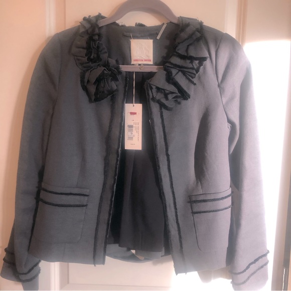 Rebecca Taylor women’s jacket size 10 new with tags gray and black work to date - Picture 1 of 11